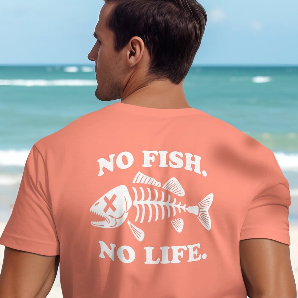 No Fish No Life Fishing Brand T-shirt Gift for Men